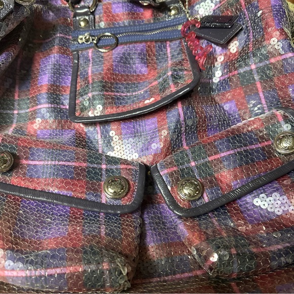 Coach LG Limited edition tartan glam sequin spotlight tote/overnight bag #15890 - Picture 3 of 6